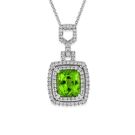 18Ct. White Gold Peridot And Diamond Pendant