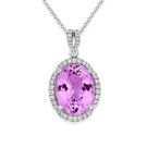 18Ct. White Gold Kunzite And Diamond Pendant