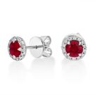 18Ct. White Gold Ruby And Diamond Earrings