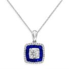 18Ct. White Gold Sapphire And Diamond Pendant