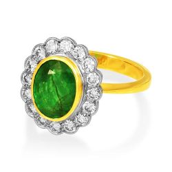 18Ct. Yellow Gold Emerald and Diamond Ring