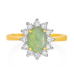 18Ct. Mix Gold Opal And Diamond Ring