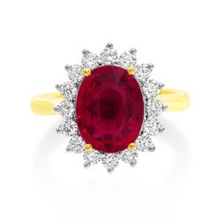 18Ct. Mix Gold Tourmaline and Diamond Ring