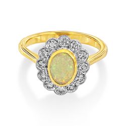 18Ct. White Gold Opal And Diamond Ring