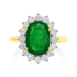 18Ct. White Gold Emerald and Diamond Ring