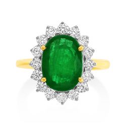 18Ct. White Gold Emerald and Diamond Ring