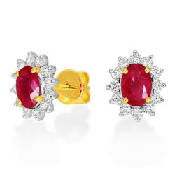 18Ct. Yellow Gold Ruby and Diamond Earrings
