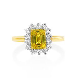 18Ct. Yellow Gold Yellow Sapphire and Diamond Ring