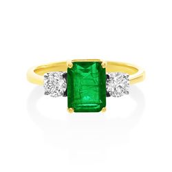 18Ct. Yellow Gold Emerald and Diamond Ring