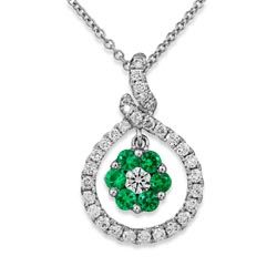 18Ct. White Gold Emerald And Diamond Pendant