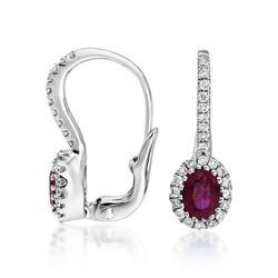 18Ct. White Gold Ruby And Diamond Earrings