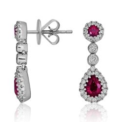 18Ct. White Gold Ruby And Diamond Earrings