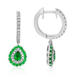 18Ct. White Gold Emerald and Diamond Earrings