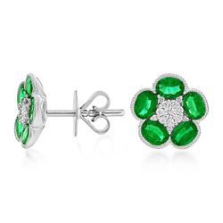 18Ct. White Gold Emerald and Diamond Earrings