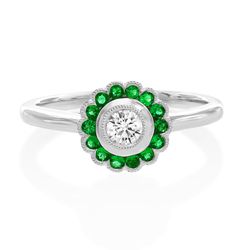 18Ct. White Gold Emerald and Diamond Ring