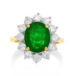 18Ct. Yellow Gold Emerald and Diamond Ring