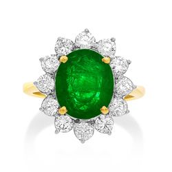 18Ct. Yellow Gold Emerald and Diamond Ring