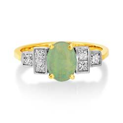 18Ct. Yellow Gold Opal and Diamond Ring