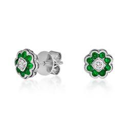 18ct. White Gold Emerald And Diamond Earrings