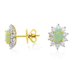18ct. White Gold & Yellow Gold Opal and diamond Earrings