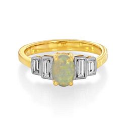 18Ct. Yellow Gold Opal and Diamond Ring