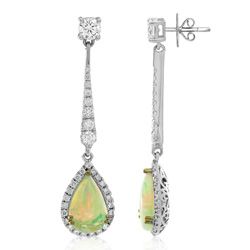18Ct. White Gold Opal and Diamond Earrings