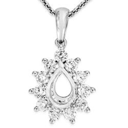 18Ct. White Gold Pendant Semi Set For 6x4mm Pear Shape