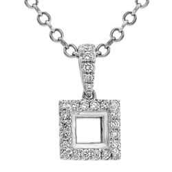 18Ct. White Gold Semi Set Pendant for 4.5 mm Princess