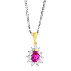 18Ct. White Gold and Yellow Gold Pink Sapphire and Diamond Pendant
