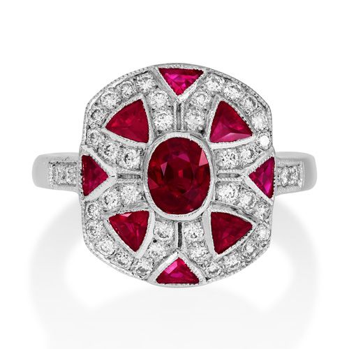 18Ct. White Gold Ruby and Diamond Ring ( Appx Weights)<