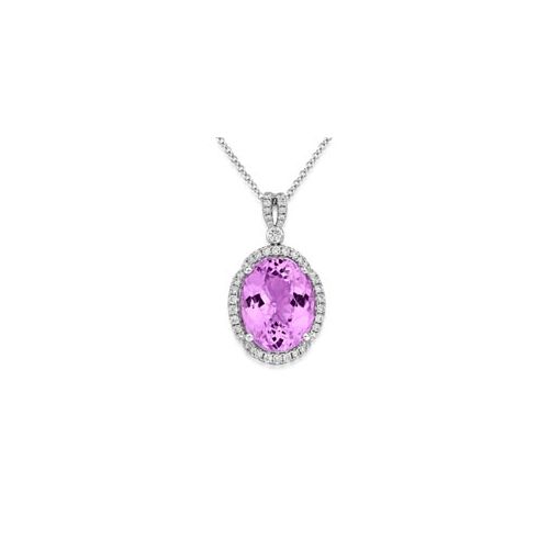 18Ct. White Gold Kunzite And Diamond Pendant<