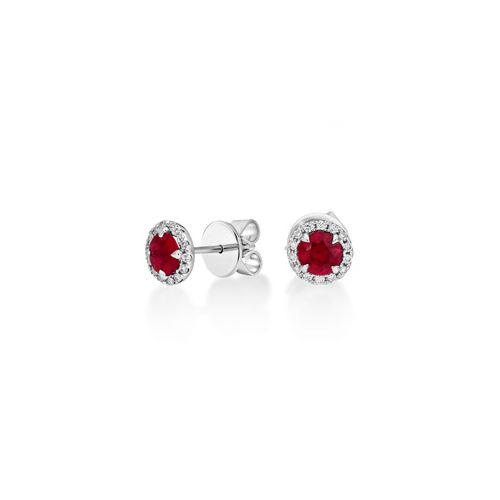 18Ct. White Gold Ruby And Diamond Earrings<