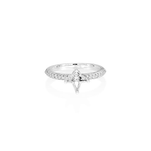 18Ct. White Gold Semi Set Ring For 6.5mm Round<