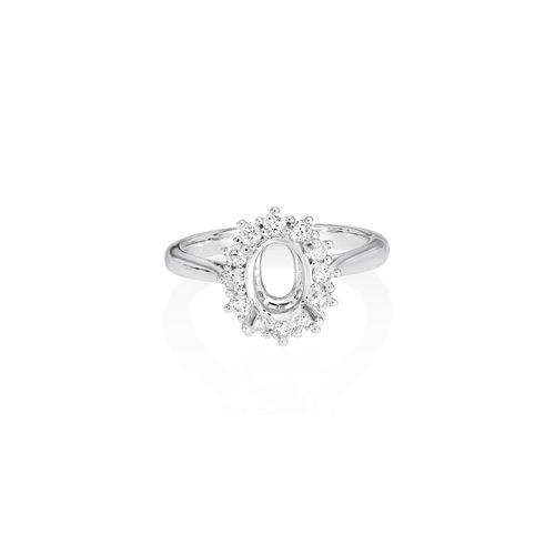 18Ct. White Gold Semi Set Ring For 8x6mm Oval<