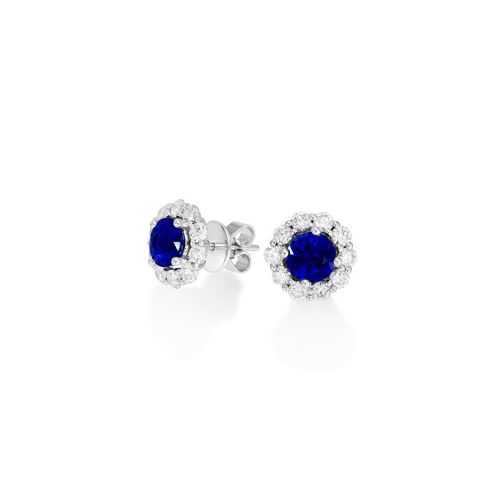 18Ct. White Gold Sapphire And Diamond Earrings<