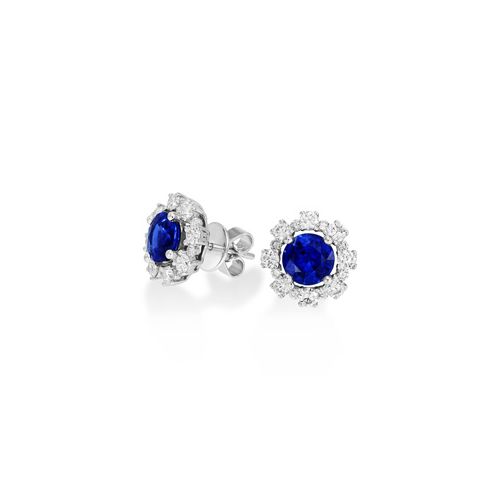 18Ct. White Gold Sapphire And Diamond Earrings<