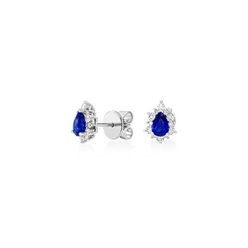 18Ct. White Gold Sapphire And Diamond Earrings<