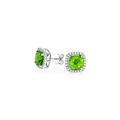 18Ct. White Gold Peridot And Diamond Earrings<