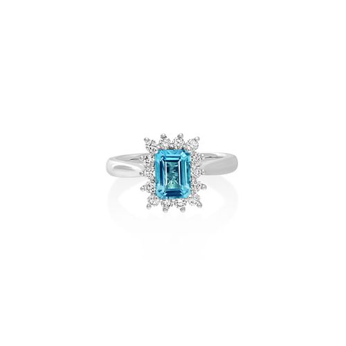 18Ct. White Gold Aquamarine And Diamond Ring<