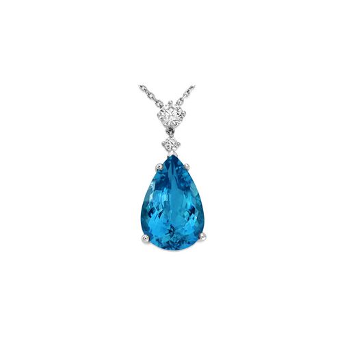 18Ct. White Gold Aquamarine And Diamond Necklace<