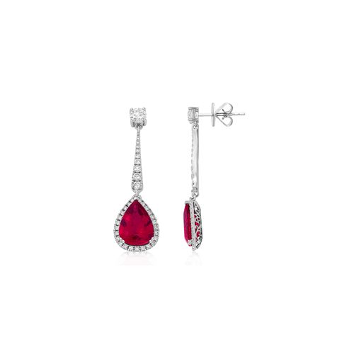 18Ct. White Gold Tourmaline And Diamond Earrings<