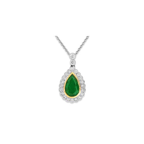 18Ct. Yellow Gold Emerald And Diamond Pendant<