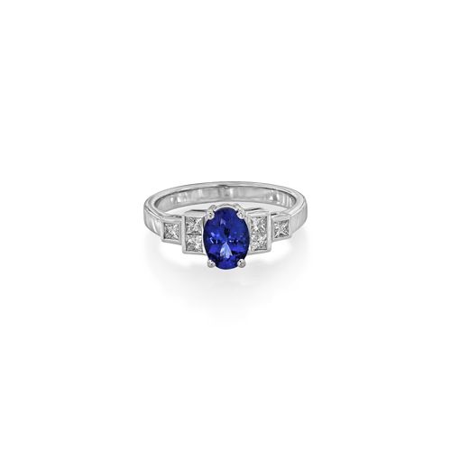 18Ct. White Gold Tanzanite And Diamond Ring<