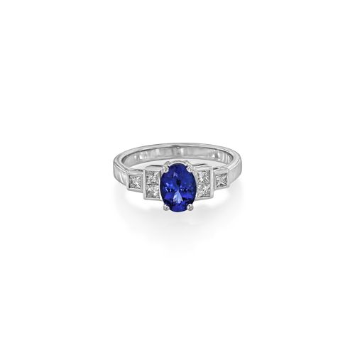 18Ct. White Gold Tanzanite And Diamond Ring<