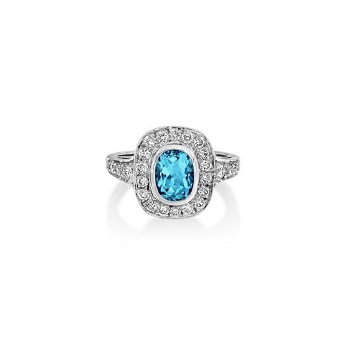 18Ct. White Gold Aquamarine And Diamond Ring<