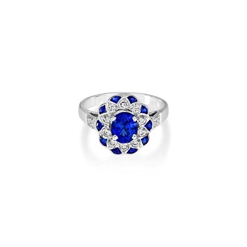 18Ct. White Gold Sapphire And Diamond Ring<