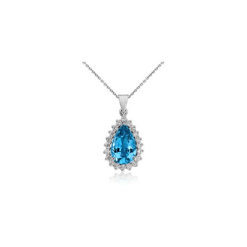 18Ct. White Gold Aquamarine And Diamond Pendant<