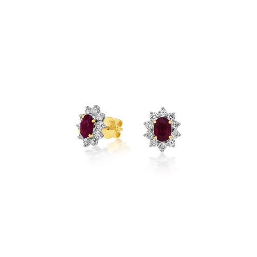 18Ct. Yellow Gold Ruby And Diamond Earrings<