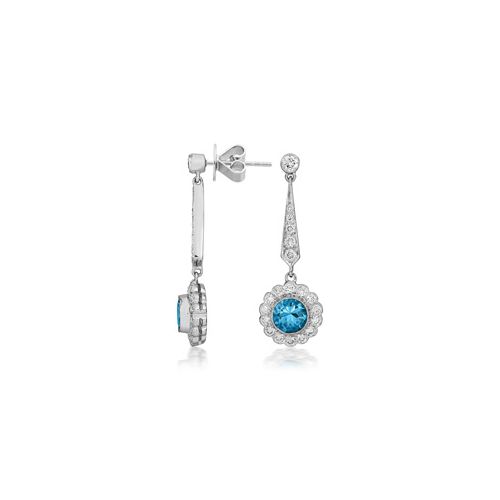 18Ct. White Gold Aquamarine And Diamond Earrings<