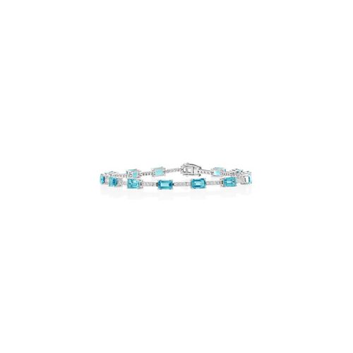 18Ct. White Gold Aquamarine And Diamond Bracelet<
